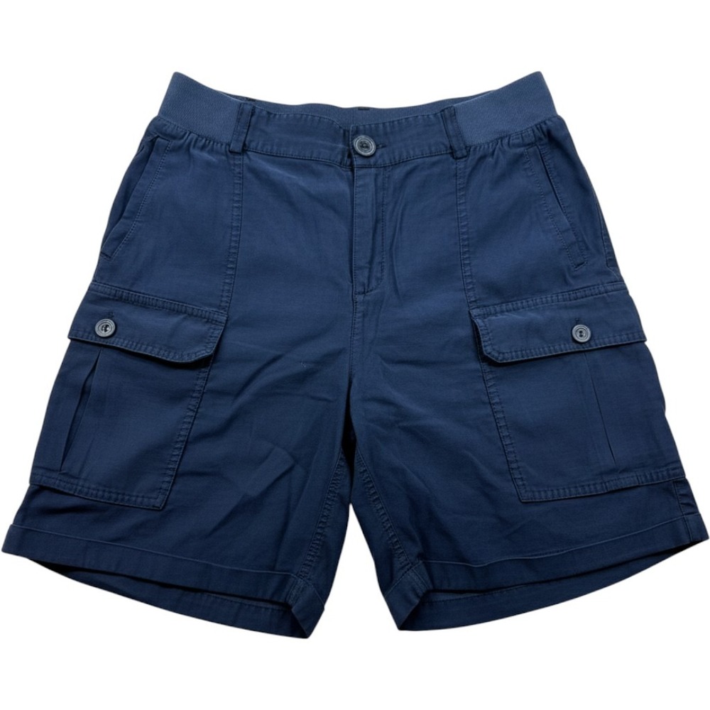 Soft Surroundings Navy Blue Cargo Shorts Elastic Waist Pockets Size M